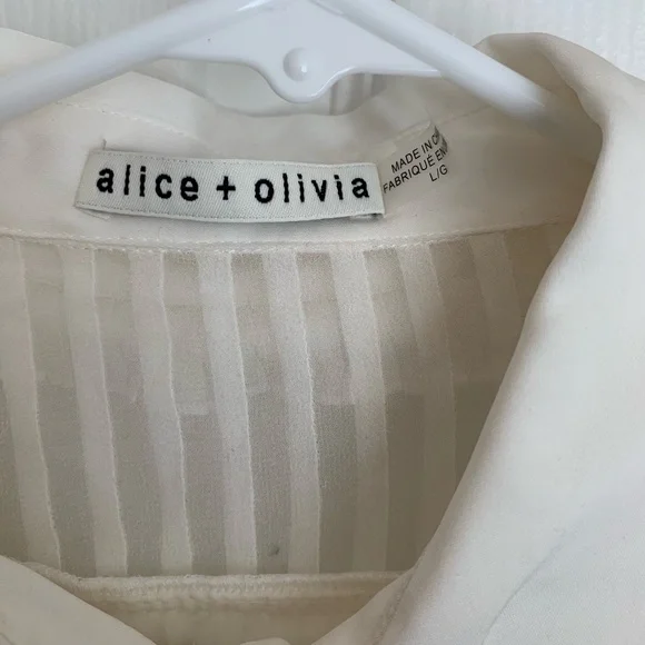 Alice + Olivia White Sheer Button Down Shirt - Picture 5 of 8